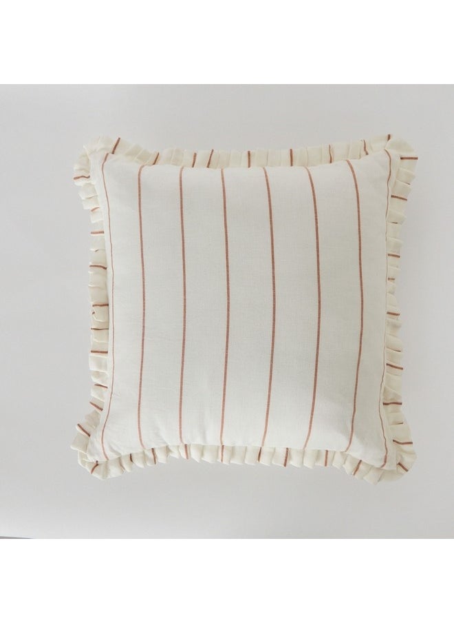 Warm Oasis Terra Stripe Scallop Edges Filled Cushion 50 x 50 cm