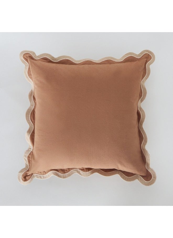 Warm Oasis Terra Solid Scallop Edge Filled Cushion 50 x 50 cm