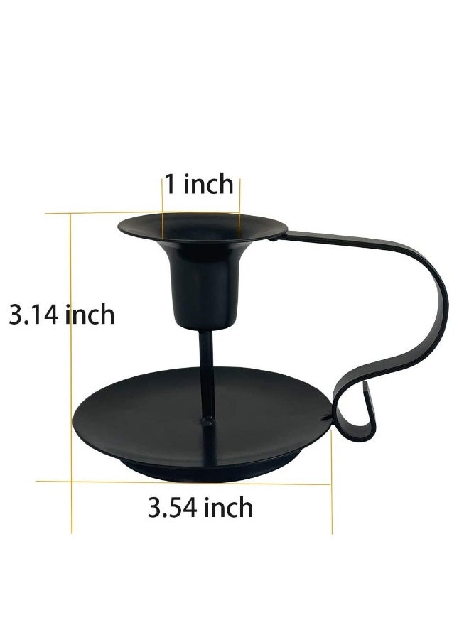 Retro Iron Taper Candle Holder Wrought Iron Taper Candle Holder Simple Candlestick Holders Fits Living Room Wedding Dinning Party Decorative Black 2Pcs