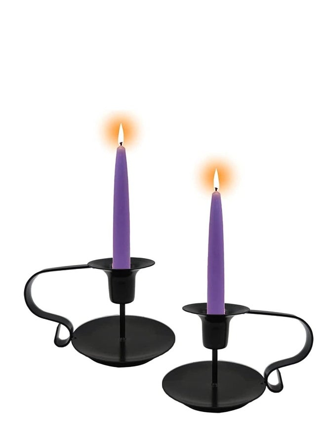 Retro Iron Taper Candle Holder Wrought Iron Taper Candle Holder Simple Candlestick Holders Fits Living Room Wedding Dinning Party Decorative Black 2Pcs