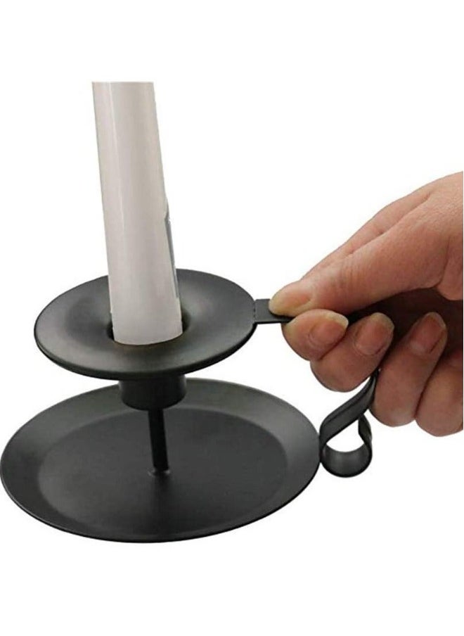 Retro Iron Taper Candle Holder Wrought Iron Taper Candle Holder Simple Candlestick Holders Fits Living Room Wedding Dinning Party Decorative Black 2Pcs