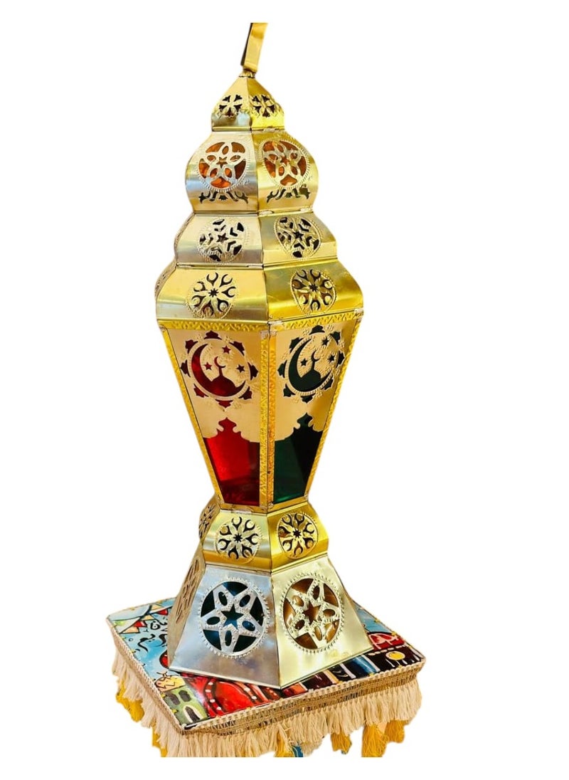 Lantern from Copper with  different four colors glass, Traditional lantern for Ramadan Decorations and gifts, 100 CM