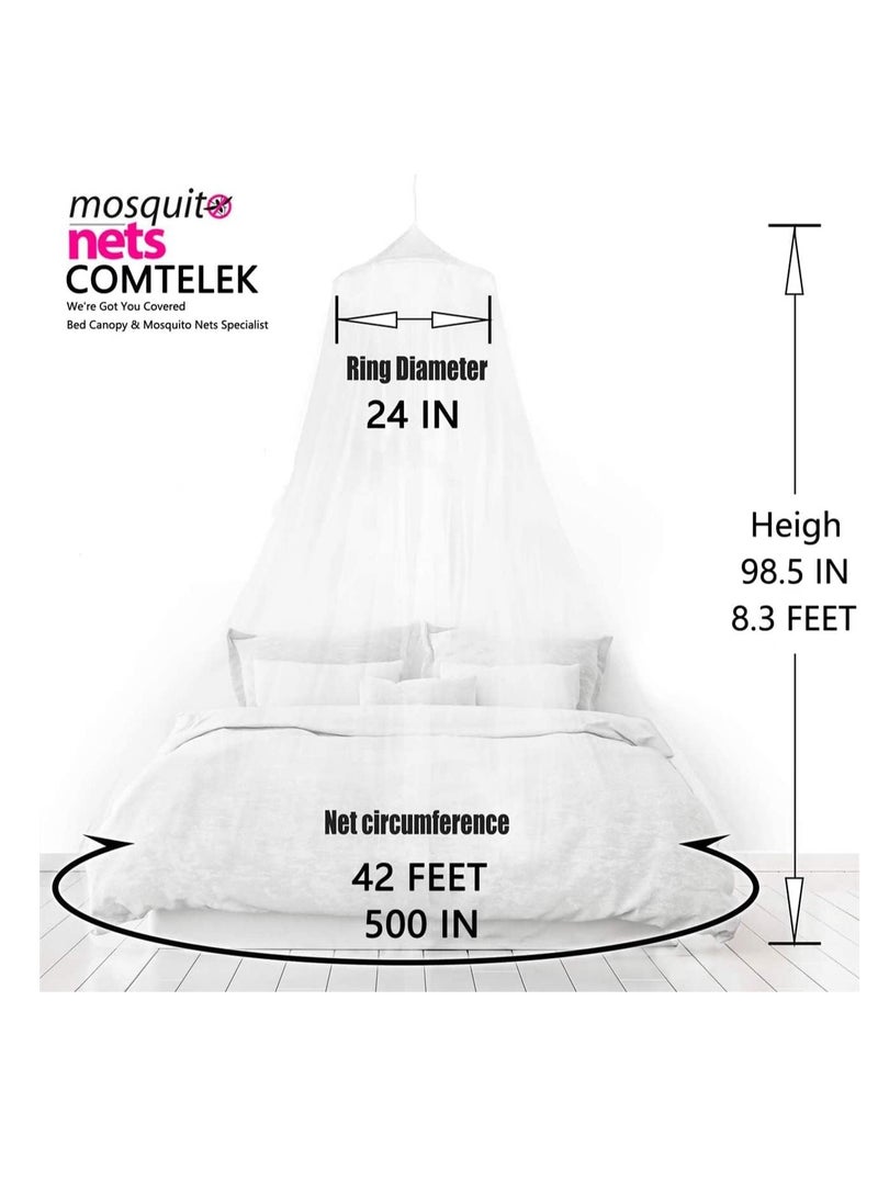 Mosquito Net Bed Canopy for Girls,King Canopy Bed Curtains Full Queen Size from Ceiling,Dome Mosquito Netting Bed Tent Twin Girls Princess Canopy Bed White Decor for Baby Crib,Kid Bed and Adult Beds