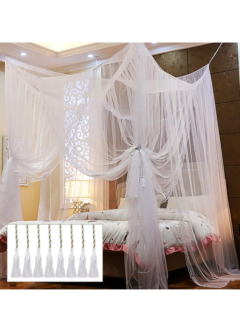 Twinkle Star 4 Corner Post Bed Canopy, Elegant Curtain Net for Full/Queen/King Size Bed (White)