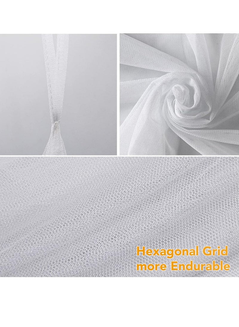 Twinkle Star 4 Corner Post Bed Canopy, Elegant Curtain Net for Full/Queen/King Size Bed (White)