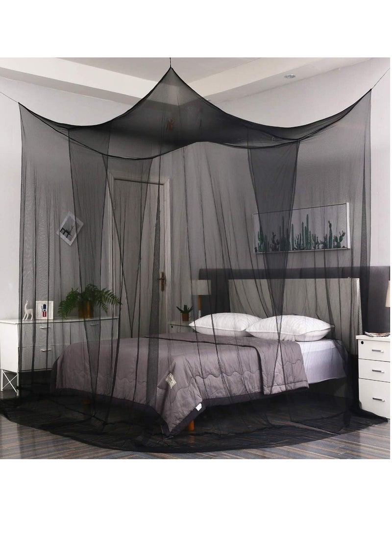 Mengersi Bed Canopy,Canopy Bed Curtains Bed Drapes for Full Queen King Size Bed,Mosquito Net Bed Curtains for Patio Indoor Outdoor Net,Black Bed Canopy Curtains for Gothic,Halloween Decoration