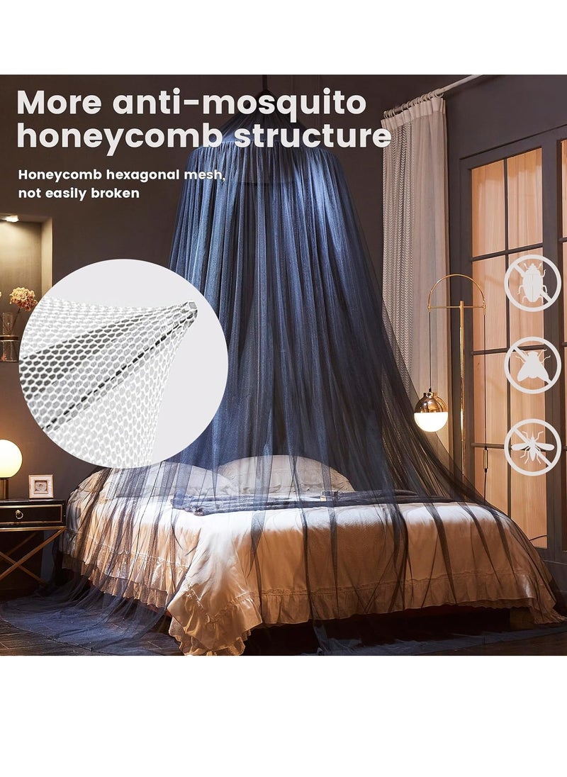 Mengersi Bed Canopy Mosquito Net,Canopy Bed Curtains for Twin Full Queen King Size Bed,Dome Mosquito Netting Bed Tent for Indoor Outdoor,Kid Bed and Adult Beds-Black