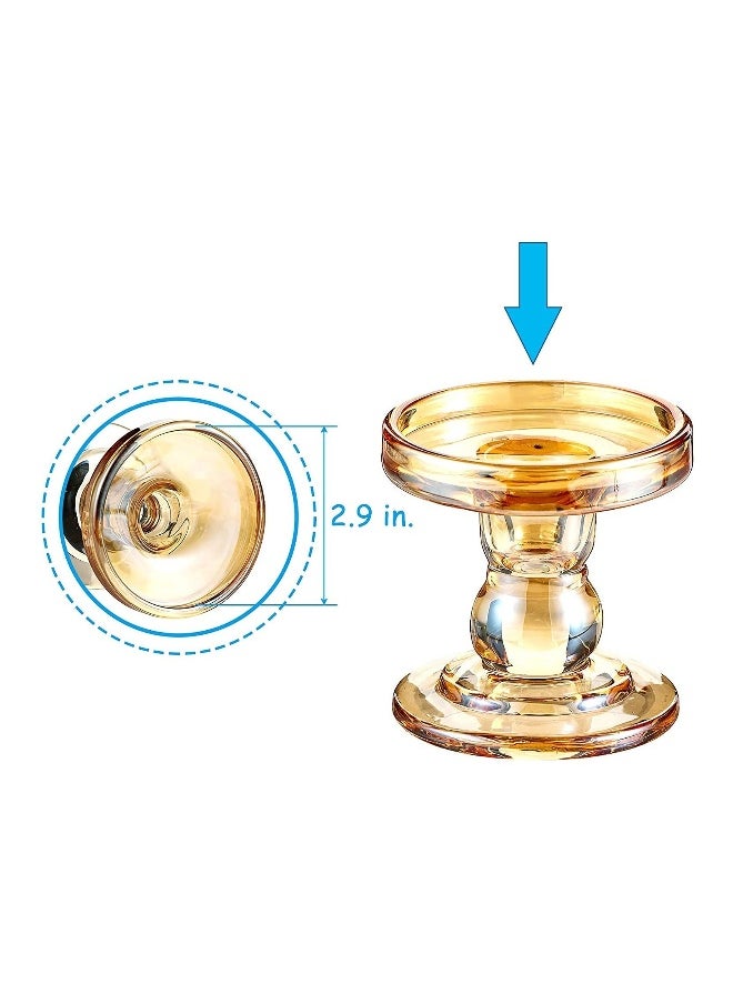 Gold Glass Candle Holder for Pillar Taper Candlestick Holders Decorative Set of 3 Formal Events Wedding Holiday DéCor Table Centerpiece Decoration