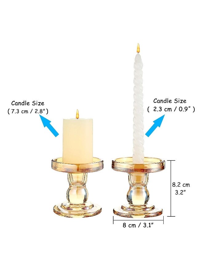 Gold Glass Candle Holder for Pillar Taper Candlestick Holders Decorative Set of 3 Formal Events Wedding Holiday DéCor Table Centerpiece Decoration