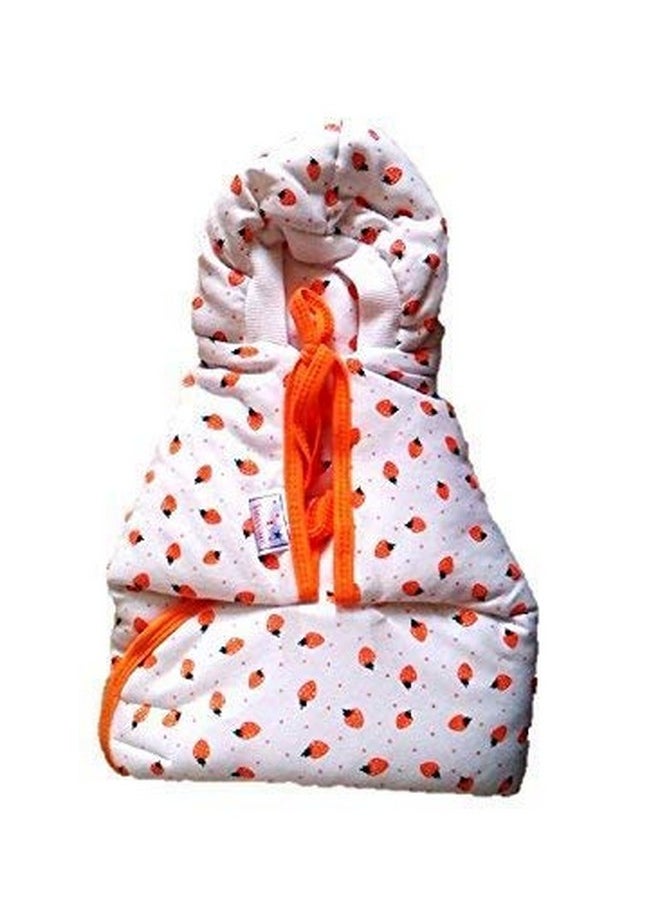 Tinycare Hooded Cherry Printed Baby Wrapper -Orange