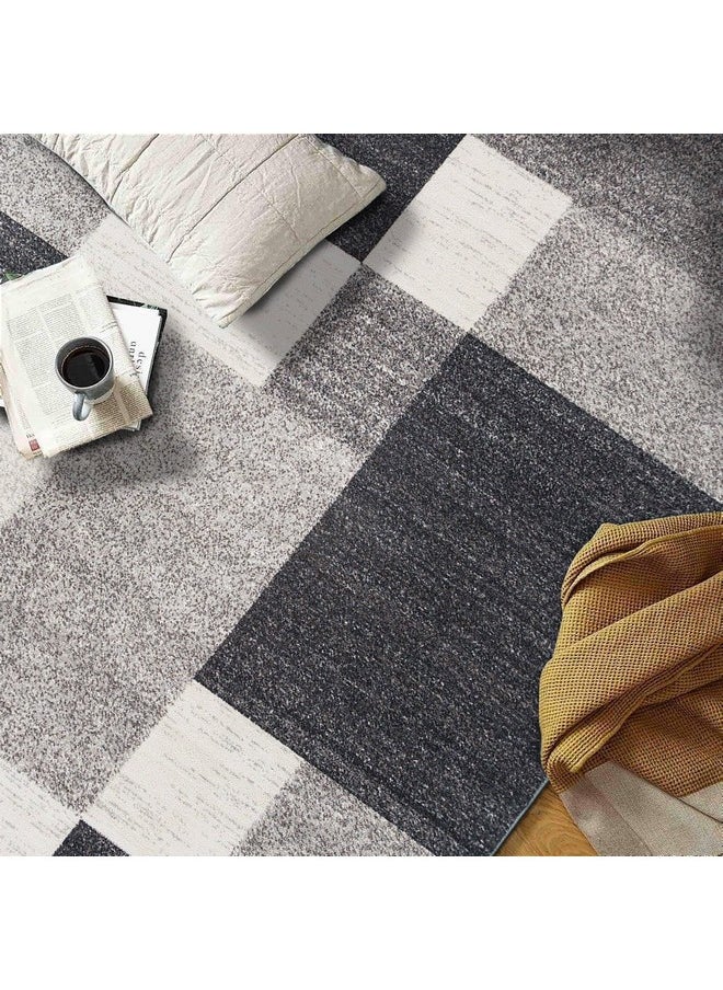 Rugshop Modern Boxes Design Non-Slip (Non-Skid) Area Rug 5 X 7 (5' 3