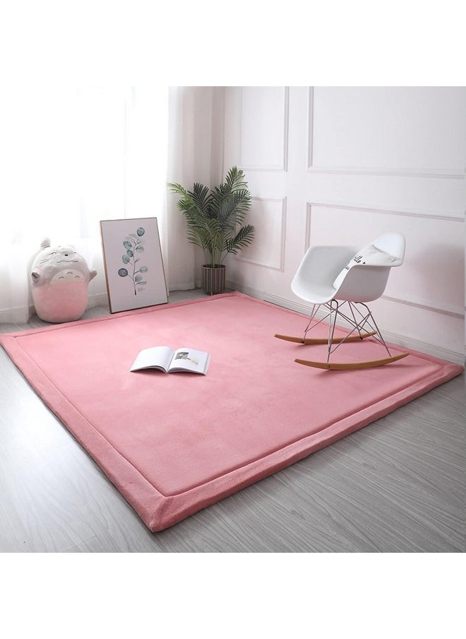 Soft Tatami Mat Area Rug Pad Non-Slip Memory Foam Carpet Large Playmats For Kids Crawling Mat Anti-Skid Doormats Living Room Bedroom Mat Women Gym Mat Pink