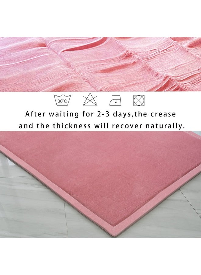 Soft Tatami Mat Area Rug Pad Non-Slip Memory Foam Carpet Large Playmats For Kids Crawling Mat Anti-Skid Doormats Living Room Bedroom Mat Women Gym Mat Pink