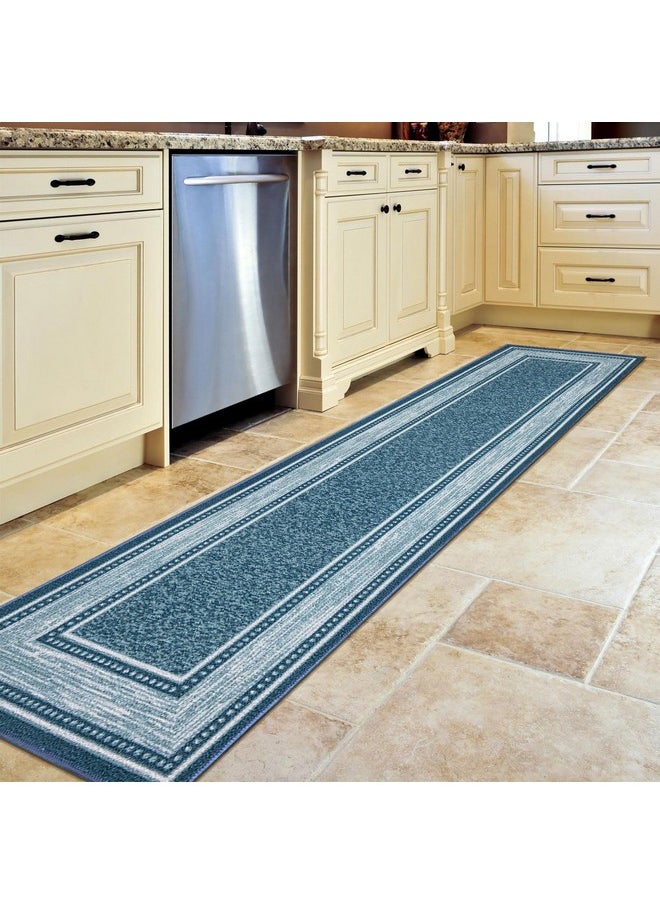 Ottomanson Machine Washable Bordered Design Non-Slip Rubberback 2x7 Traditional Runner Rug for Hallway, Kitchen, Bedroom, Living Room, 1'10