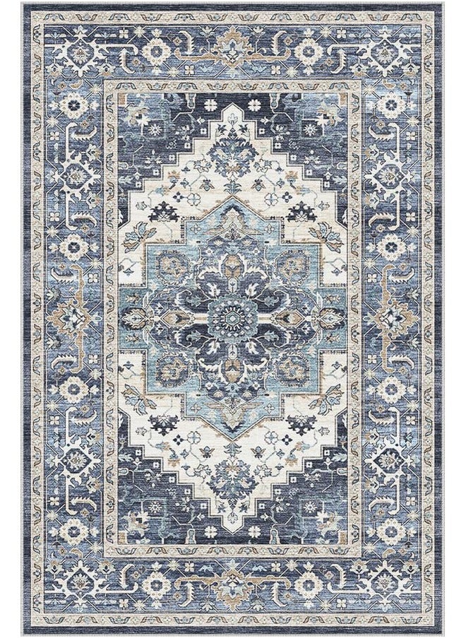 Dripex Vintage Collection Washable Area Rug - 2x3 Door Mat Small Entryway Rug Distressed Non-Slip Low-Pile Floor Carpet for Indoor Front Entrance Kitchen Bathroom Living Room Bedroom