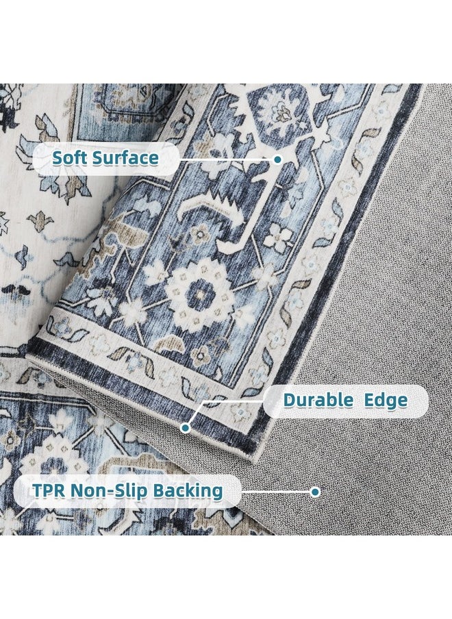 Dripex Vintage Collection Washable Area Rug - 2x3 Door Mat Small Entryway Rug Distressed Non-Slip Low-Pile Floor Carpet for Indoor Front Entrance Kitchen Bathroom Living Room Bedroom