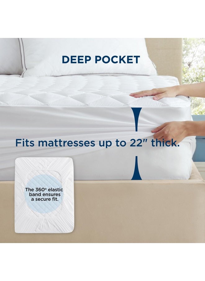 Bedsure Full Mattress Protector, Quilted Mattress Topper Full with Deep Pocket up to 22 Inches, Soft Breathable Noiseless Mattress Cover, Waterproof Mattress Pad White