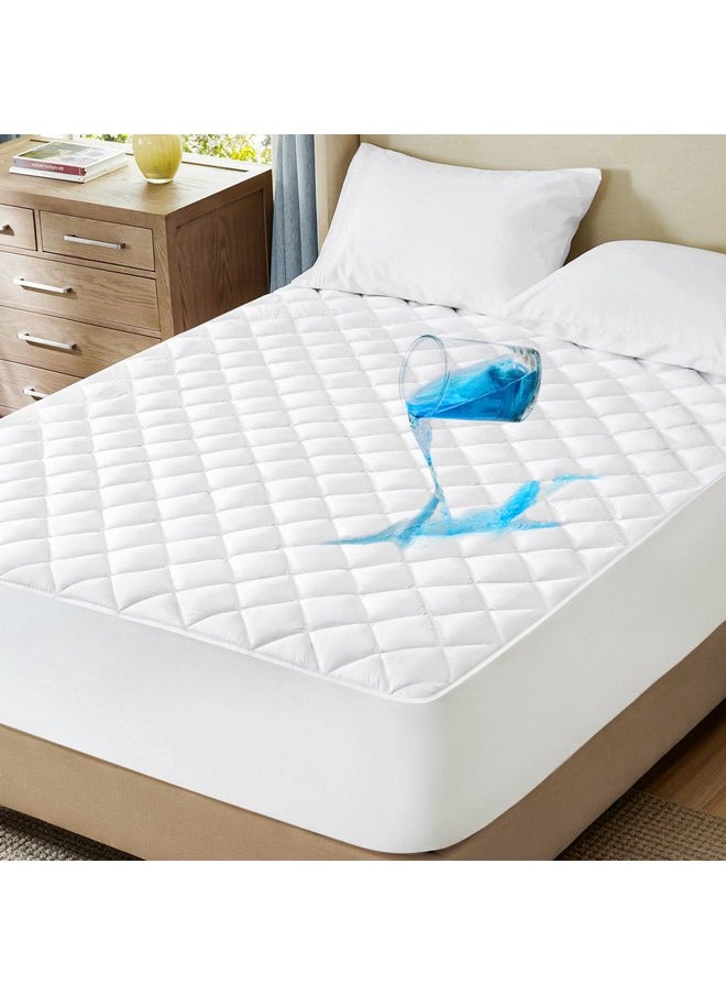 Bedsure Full Mattress Protector, Quilted Mattress Topper Full with Deep Pocket up to 22 Inches, Soft Breathable Noiseless Mattress Cover, Waterproof Mattress Pad White