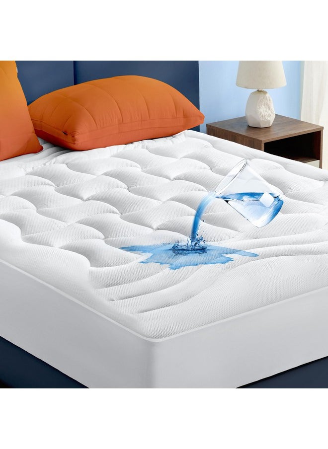 Bedsure Full Size Mattress Protector Waterproof - Quilted Fitted Noiseless Mattress Pad with 8-21