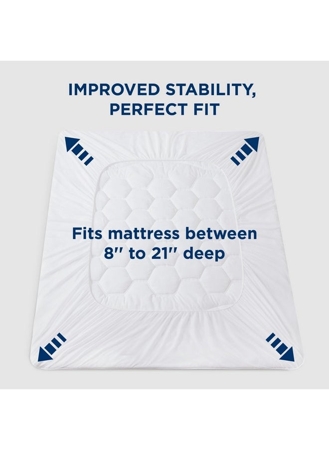 Bedsure Queen Mattress Pad - Quilted Fitted Mattress Topper, Noiseless Washable Mattress Protector with 8-21