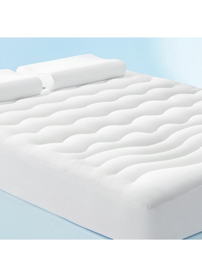 Bedsure Breescape Cooling Mattress Pad Queen Size- Quilted Fitted Mattress Cover, Soft & Fluffy Mattress Topper, with a Deep Pocket Fits 8