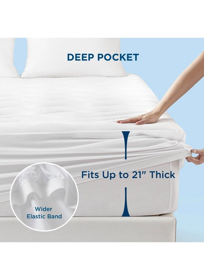 Bedsure Breescape Cooling Mattress Pad Queen Size- Quilted Fitted Mattress Cover, Soft & Fluffy Mattress Topper, with a Deep Pocket Fits 8