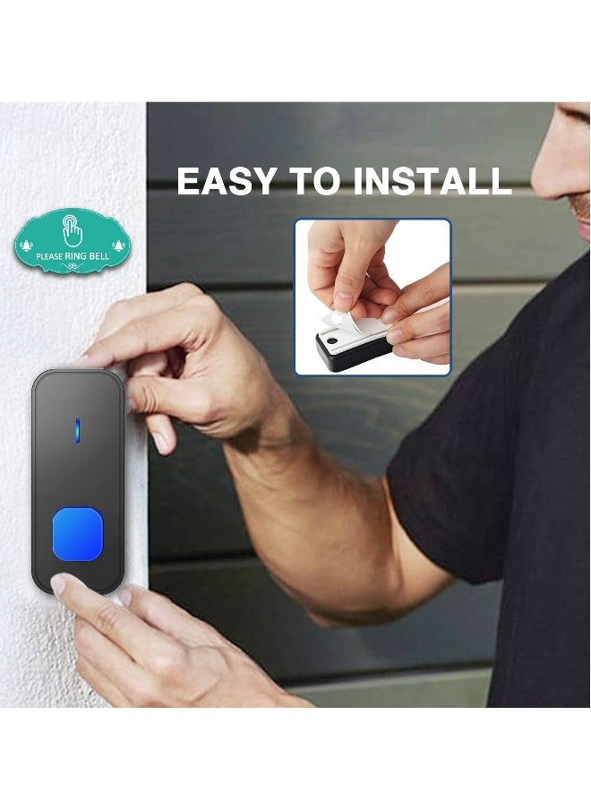 Doorbell Easy Install Waterproof Wireless Door Bell, Over 1300 feet Range and 55 Chime, 5 Levels Volume and LED Flash, for Home Office Classroom