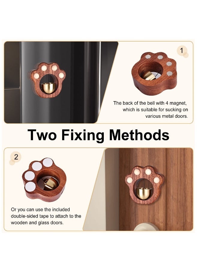Shopkeepers Bell for Door Opening, Cat Paw Bell, Magnetically-Attached Wood Doorbell, Door Chime for Business When Entering & Lightweight Unique Bell for Door Wall Store Wardrobe Decor