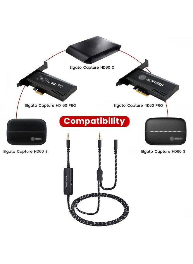 weishan HD60 S+ Chat Link Pro Cable Replacement for Elgato HD60 X, HD60PRO Capture Card, Chat Adapter Replacement for Nintendo Switch, Xbox One and PS5, with in-line Isolator