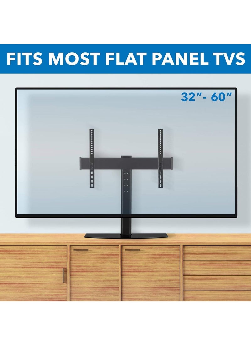 Universal Tabletop TV Stand Base with Height Adjustable Flat Screen TV Mount | Fits 32 to 60 Inch LED LCD Televisions | Stable & Durable TV Stand | Modern TV Stand for Living Room, Bedroom, or Office
