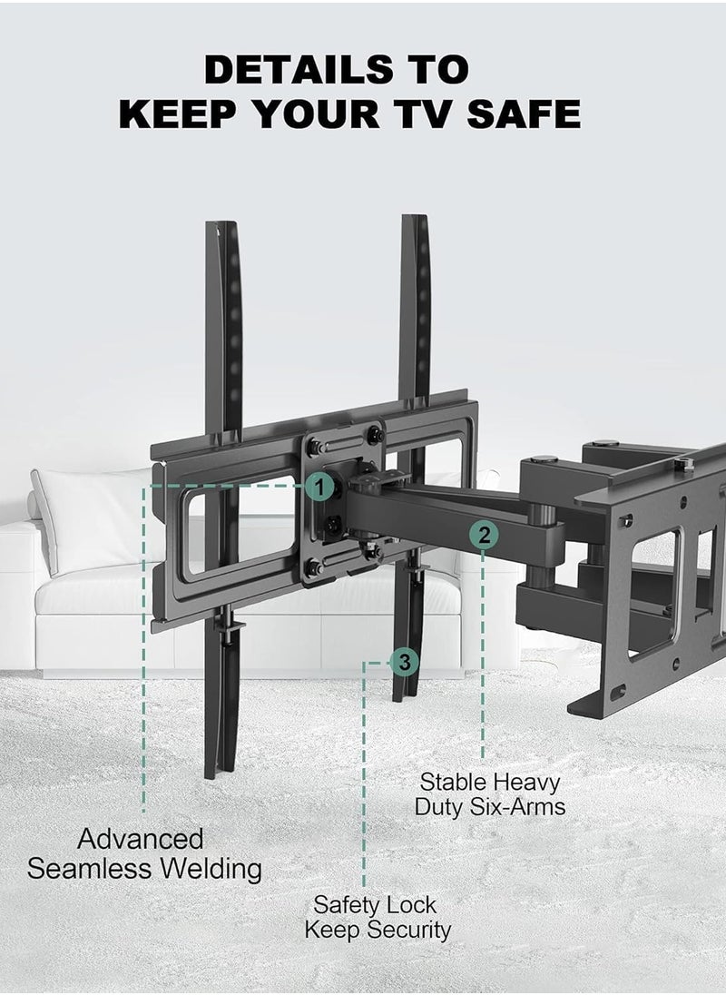 Full Motion TV Wall Mount Bracket for 26-55 Inch LED, LCD, OLED TVs – Dual Articulating Swivel Arms, Tilts & Rotates, Max VESA 400x400mm, Holds up to 99 lbs – Adjustable TV Mount for Home Theater & Living Room