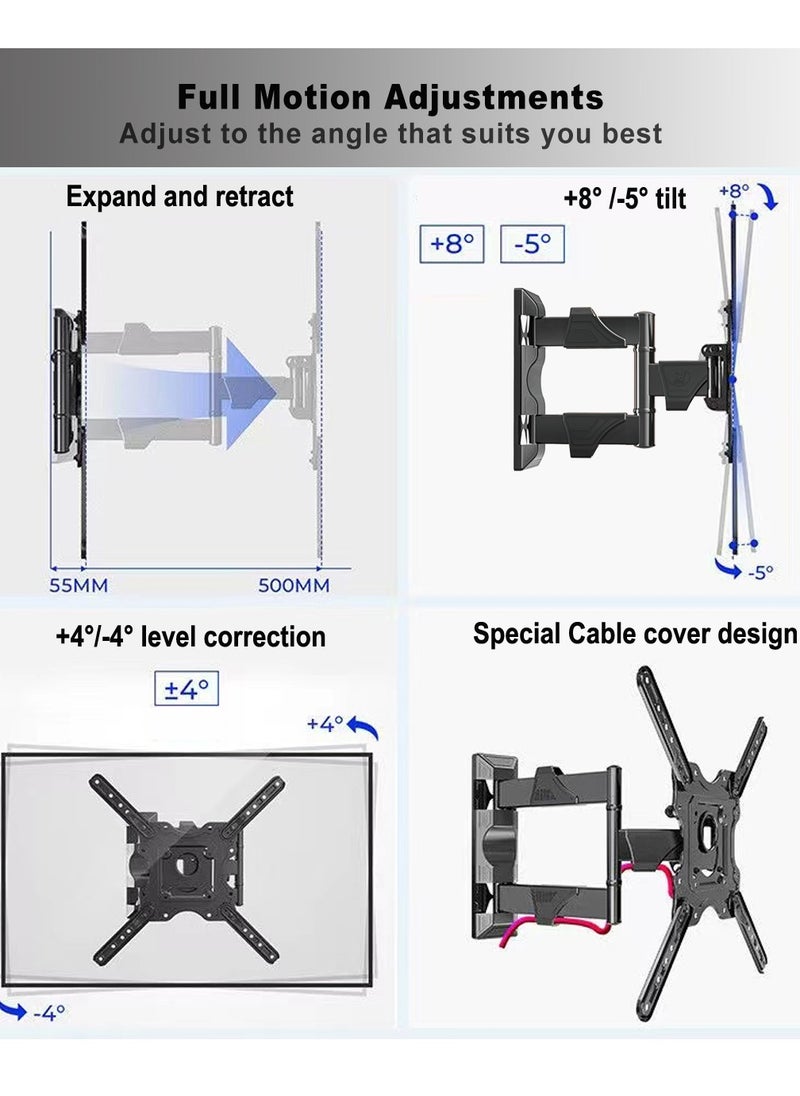 TV Wall Mount, Full Motion TV Wall Bracket for Most 32-55 Inch TV/Flat Screen/LED/LCD/Monitors, Swivel Tilt TV Stand With Articulating Arms, Rotating, Max VESA 400x400mm up to 60lbs