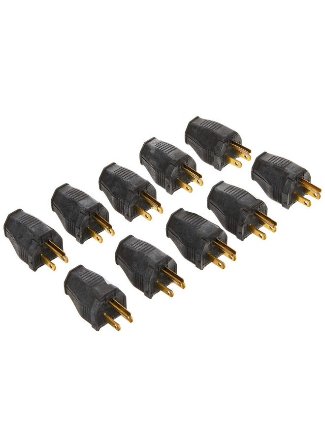 Leviton 3W101-E 2-Pole 3-Wire Grounding Plug, 10 Pack, Blackblack