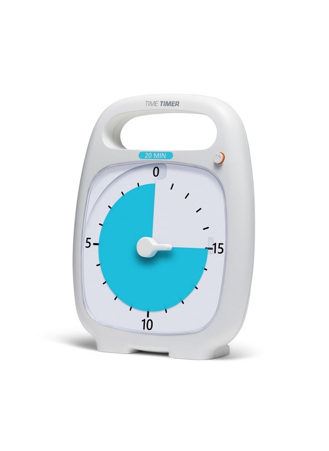 Time Timer PLUS 20 Minute Desk Visual Timer - Countdown Timer with Portable Handle for Classroom, Office, Homeschooling, Study Tool with Silent Operation (White)