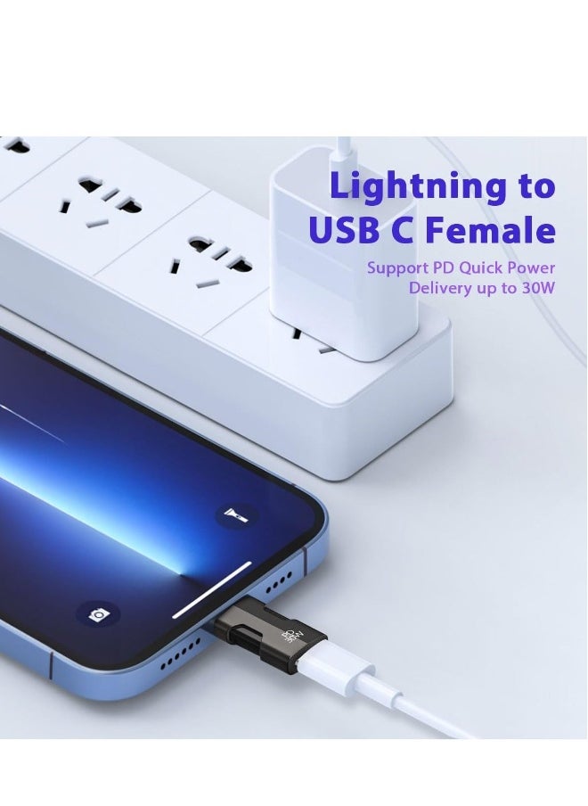 2 Pcs USB C to Lightning Adapter with 30W PD Support Fast Charging Notebook 65W charging USB C Adapter Female to Lightning  Male USB Type C Converter Fit Compatible with iPhone 15 Pro iPad Series