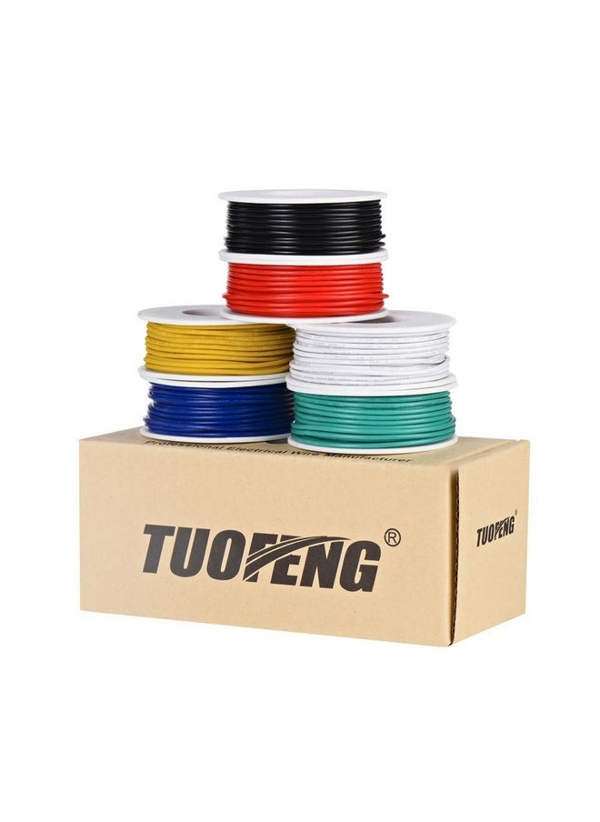 TUOFENG 18 AWG Wire Electrical Wires 18 Gauge Tinned Copper Wire, PVC (OD: 1.85 mm) 6 Different Colored 16.4ft / 5m Each,Stranded Wire Hookup Wires for DIY DC/AC