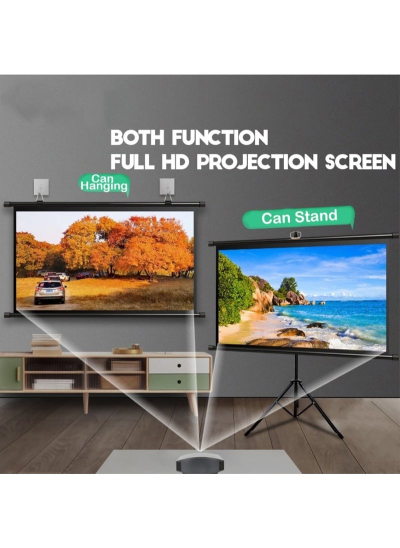 Updated Projector Screen with Stand 100 inch Indoor Outdoor Projector Screen 16:9 4K HD Projector Screen for Outdoor and Indoor Wall Hanging 2 IN 1 with Carry Bag Ground Nails