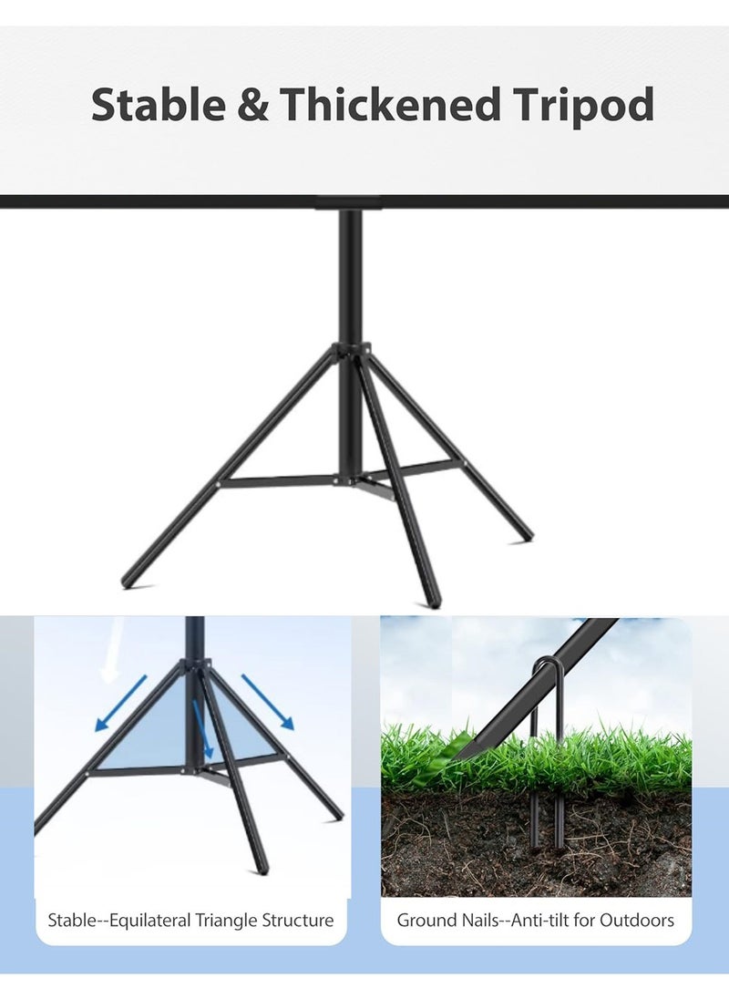 Updated Projector Screen with Stand 120 inch Indoor Outdoor Projector Screen 16:9 4K HD Projector Screen for Outdoor and Indoor Wall Hanging 2 IN 1 with Carry Bag Ground Nails