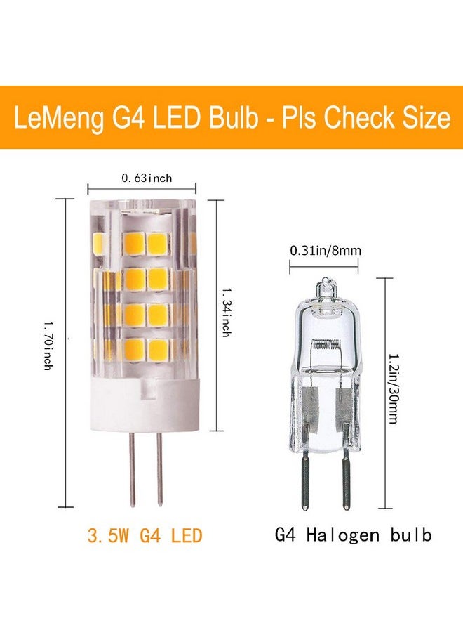 LEMENG G4 LED Bulb 3.5W 2700K Warm White bi-pin T3 JC Type 12VAC/DC 20-35W Halogen Equivalent Non-dimmable for Outdoor Landscape Lighting Deck Stair Step Path Lights, Pack of 6