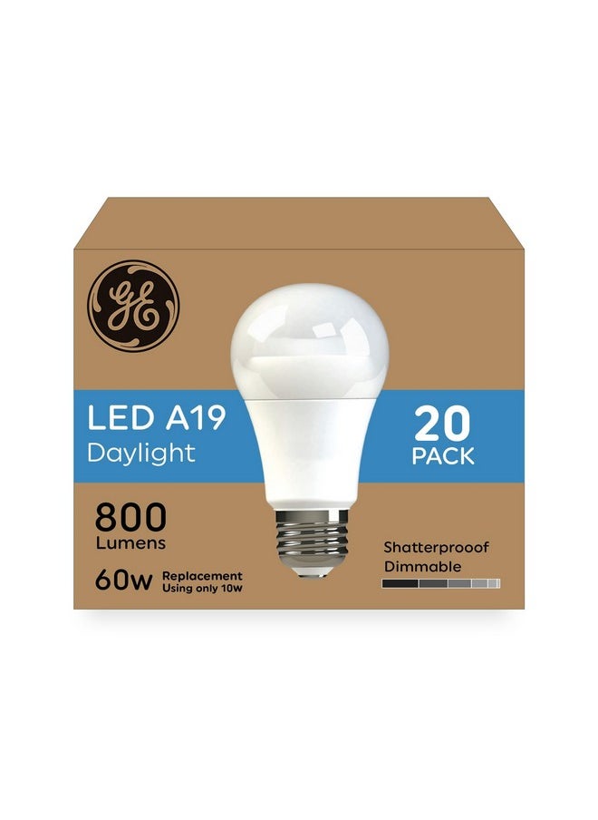 GE LED Light Bulbs, 60 Watt, Daylight, A19 (20 Pack)