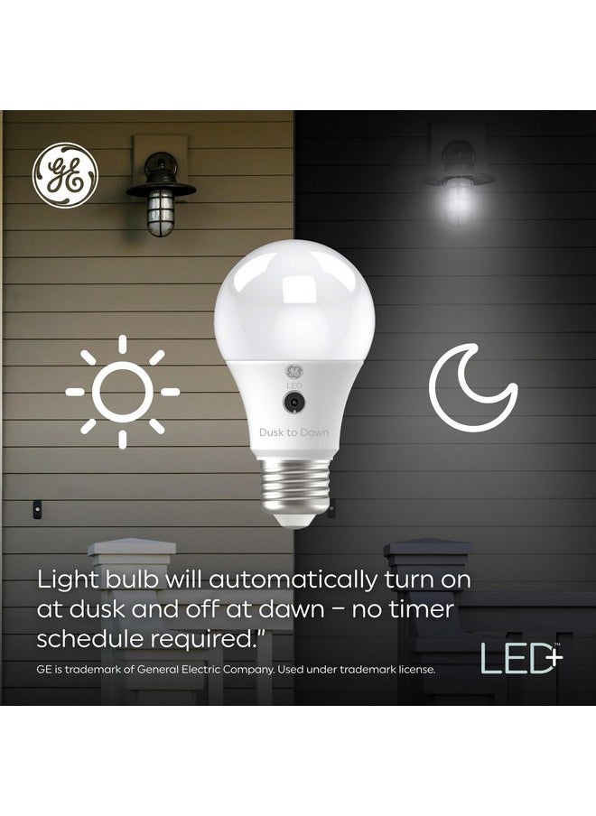 GE LED+ A19 Dusk to Dawn LED Light Bulbs, Automatic On/Off Outdoor Security Light, Soft White, Great Christmas Gifts for Men, Holiday Gift for Women, Perfect Dad Gifts (2 Pack)