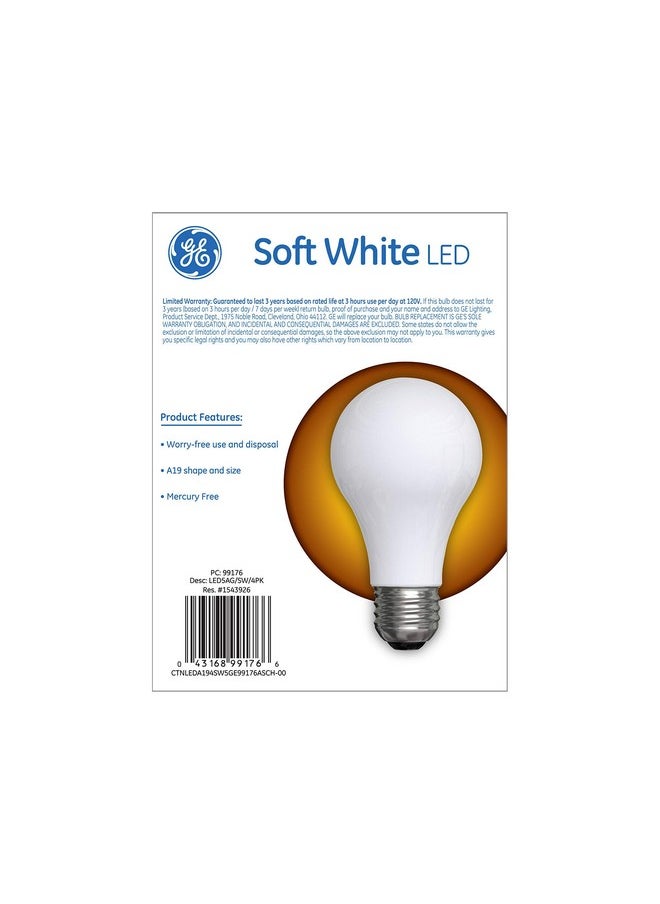 GE Classic LED Light Bulbs, 40 Watt, Soft White, A19 (4 Pack)