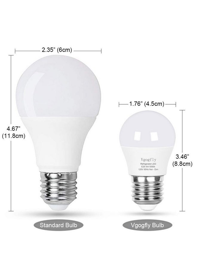 Vgogfly LED Refrigerator Light Bulb 40W Equivalent 120V A15 Fridge Waterproof Bulbs 5 W Daylight White 5000K E26 Medium Base Freezer Home Lighting Lamp Non-dimmable(2 Pack)