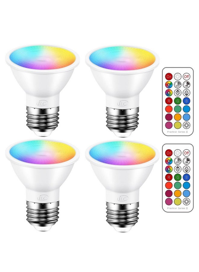 ILC Par16 LED Light Bulbs 40 Watt Equivalent Color Changing E26 Screw 45°, 12 Colors Dimmable Warm White 2700K RGB LED Spot Light Bulb with 5W Remote Control,(Pack of 4)