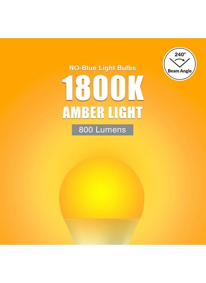 Neporal Amber Light Bulbs 9W, Soft Warm Sleep Light Bulbs 60W Equivalent, Blue Light Blocking Amber Night Light Bulbs 1800K, Bedtime Light Bulb for Healthy Sleep.