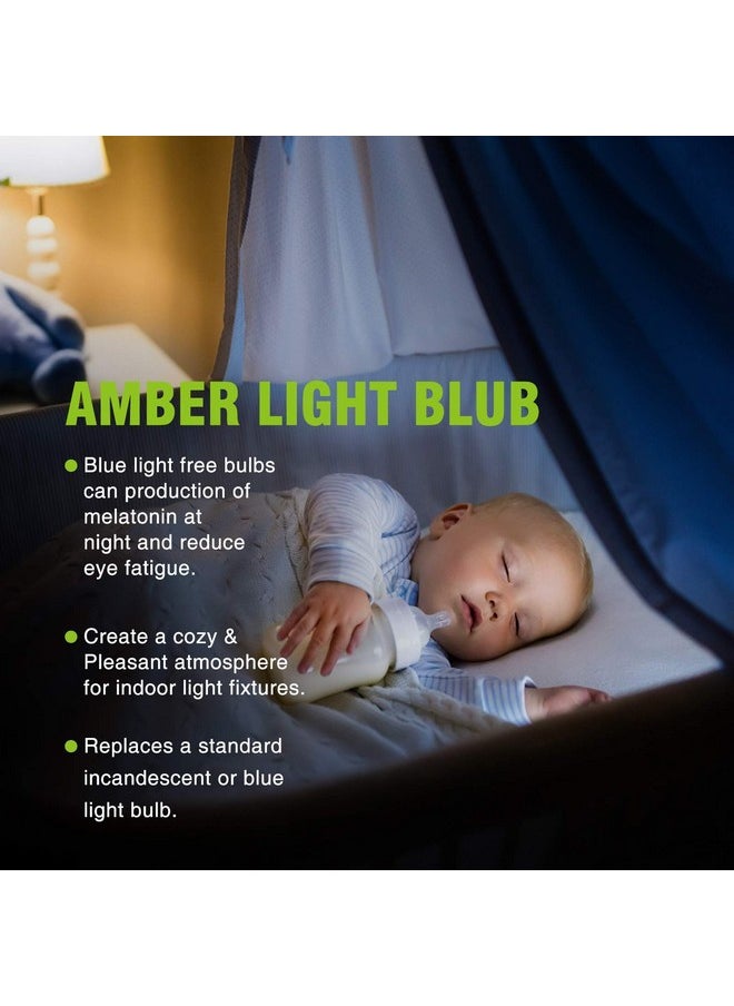 Neporal Amber Light Bulbs 9W, Soft Warm Sleep Light Bulbs 60W Equivalent, Blue Light Blocking Amber Night Light Bulbs 1800K, Bedtime Light Bulb for Healthy Sleep.