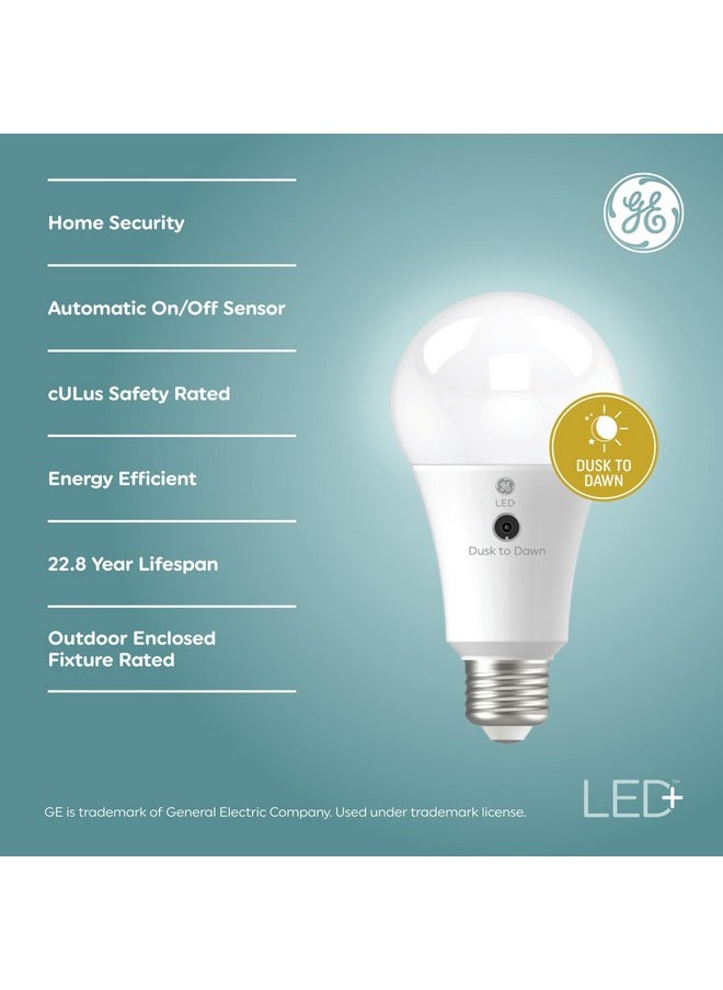 GE LED+ Dusk to Dawn A21 LED Light Bulb, Automatic On/Off Outdoor Light, 13W, Daylight (3 Pack)