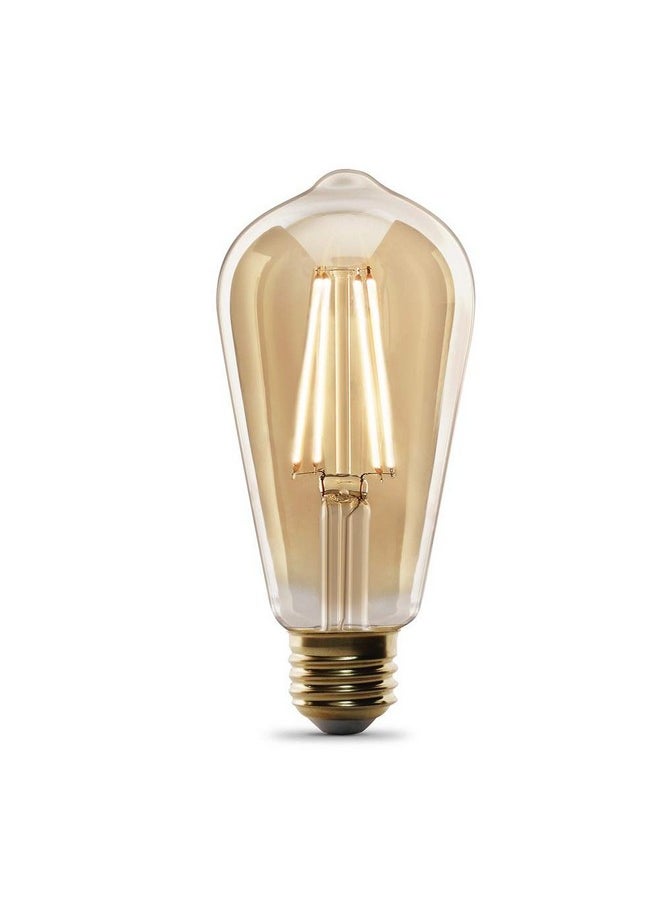 Feit Electric Vintage Exposed Filament Amber Glass LED ST19 with a Medium E26 Base Light Bulb - 60W Equivalent - 10 Year Life - 400 Lumen - 2100K Soft White - Dimmable | Original Vintage