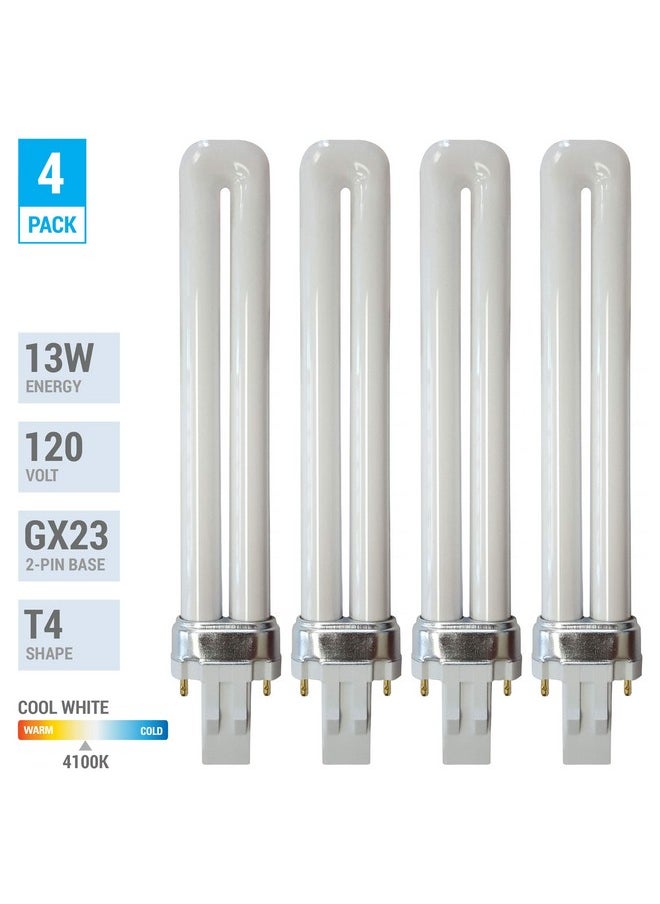 KOR (4 Pack) K22195 - PLS13W/2P/841 - Compact Fluorescent Plug-in - T4 - Single Tube - 13 Watt - 2-Pin (GX23) - 4,100 Kelvin (Cool White)