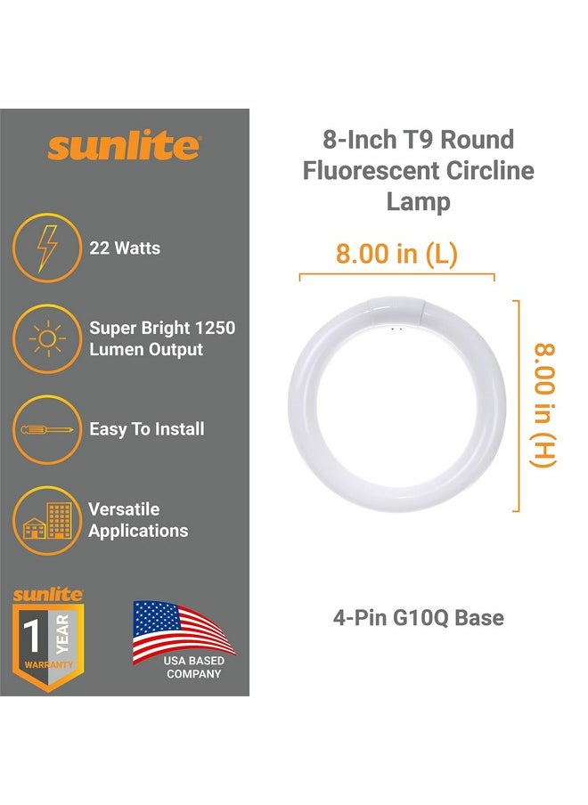 Sunlite 41316 FC8T9/CW 8-Inch T9 Round Fluorescent Circline Lamp, 22 Watts, 1250 Lumens, 4100K Cool White, G10Q 4-Pin Base, 1 Pack